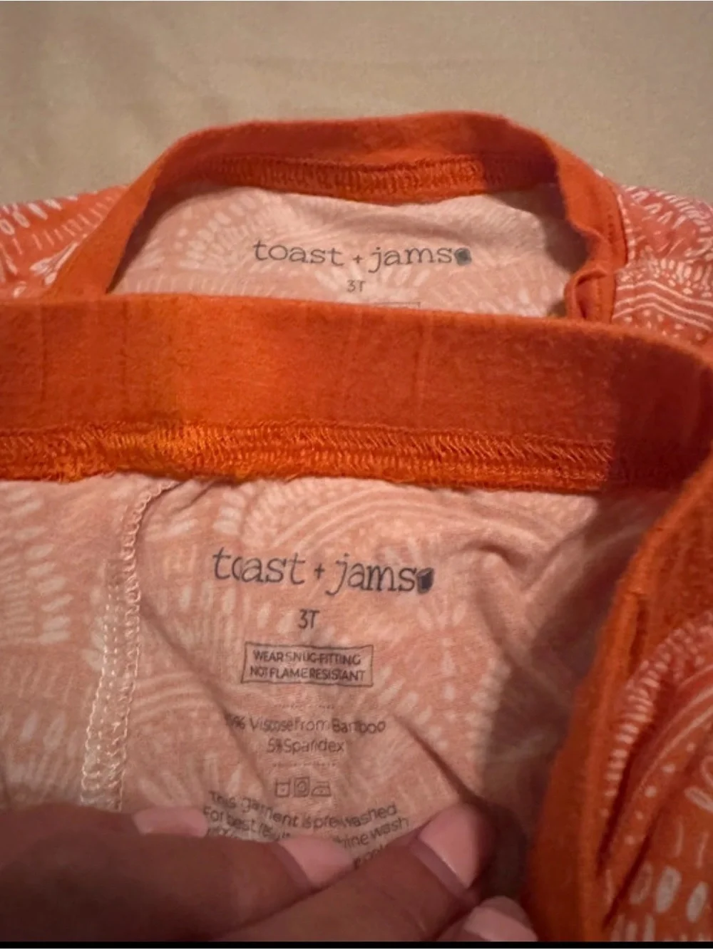 Kids Orange Patterned Long-Sleeve Pajama Set